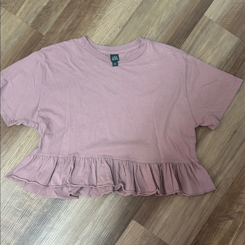 Wild Fable Dusty Pink Ruffle Crop Top